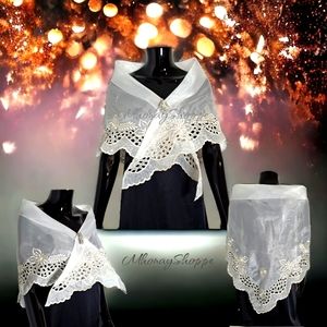 WHT- Cutwork Embroidery Modern Filipiniana Alampay (white embroidery)